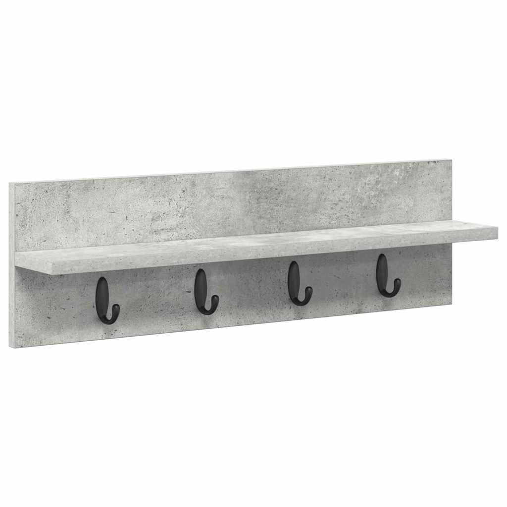 Porte-manteau mural avec étagère Gris béton 60 x 10.5 x 18 cm