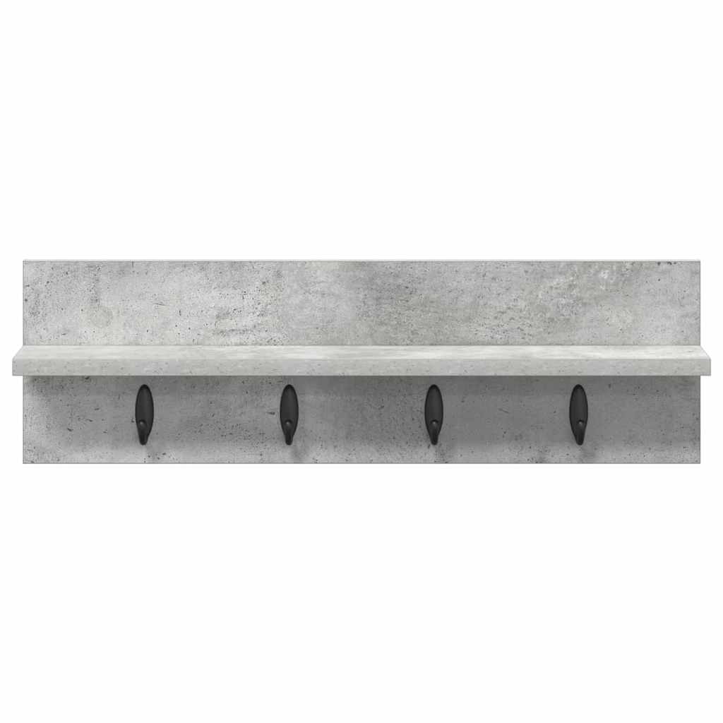 Porte-manteau mural avec étagère Gris béton 60 x 10.5 x 18 cm