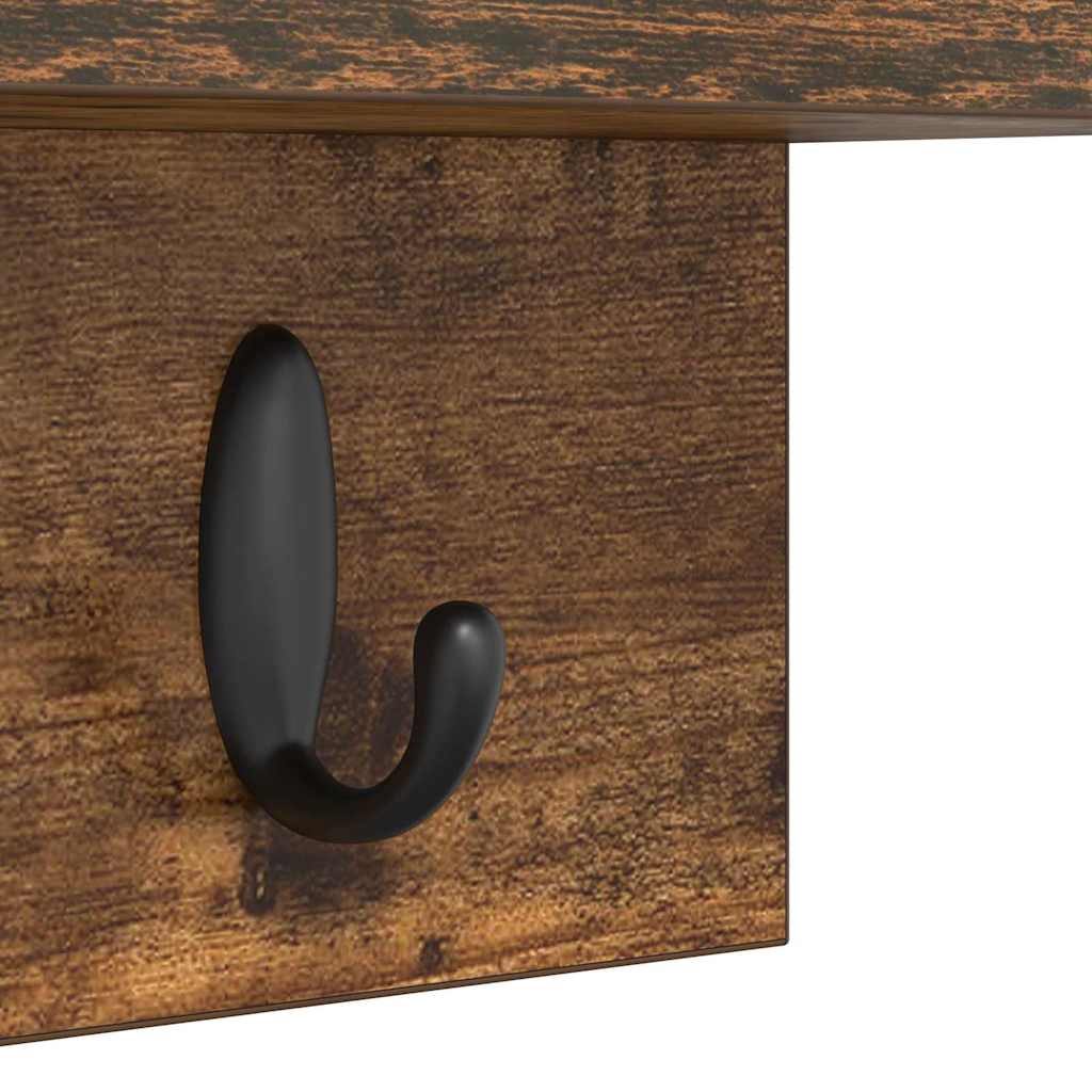 Porte-manteau mural avec étagère Chêne fumé 60 x 10.5 x 18 cm
