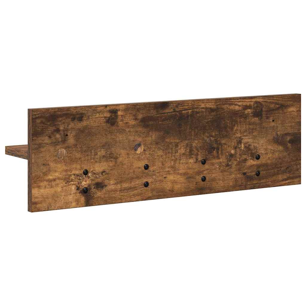 Porte-manteau mural avec étagère Chêne fumé 60 x 10.5 x 18 cm