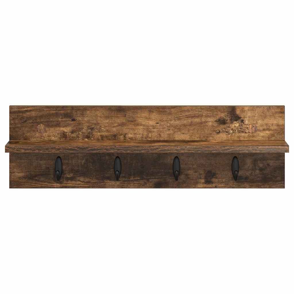 Porte-manteau mural avec étagère Chêne fumé 60 x 10.5 x 18 cm