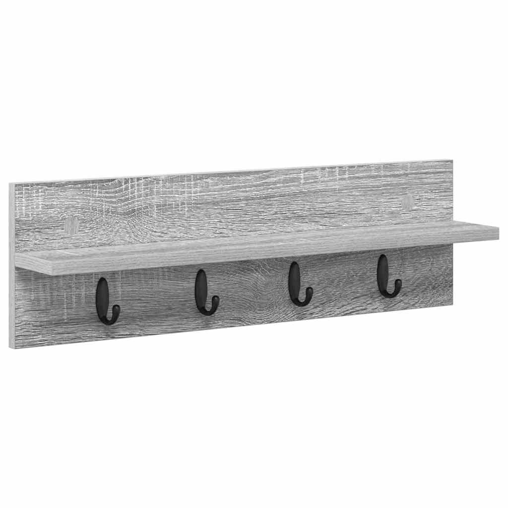 Porte-manteau mural avec étagère Sonoma gris 60 x 10.5 x 18 cm