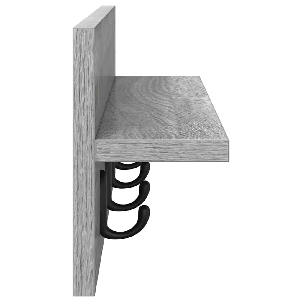Porte-manteau mural avec étagère Sonoma gris 60 x 10.5 x 18 cm
