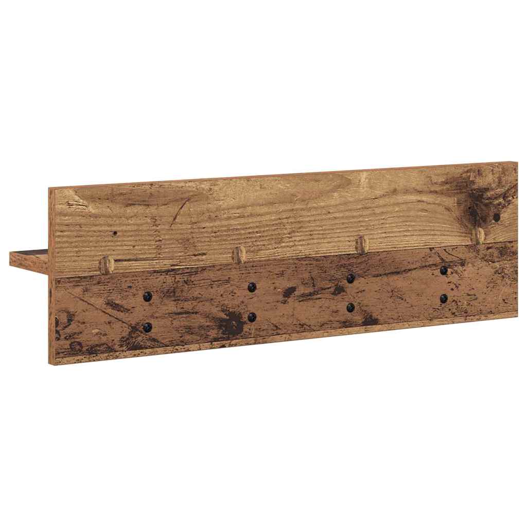 Porte-manteau mural avec étagère Bois ancien 60 x 10.5 x 18 cm
