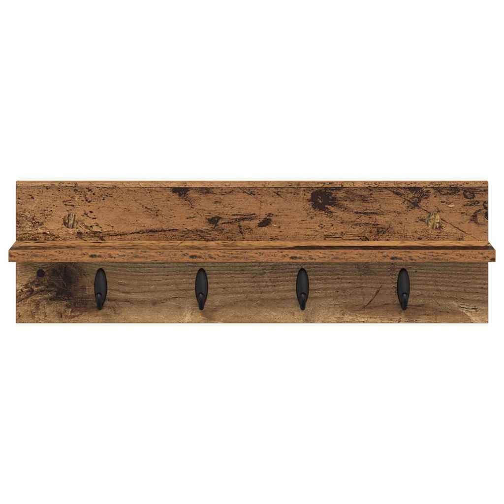 Porte-manteau mural avec étagère Bois ancien 60 x 10.5 x 18 cm