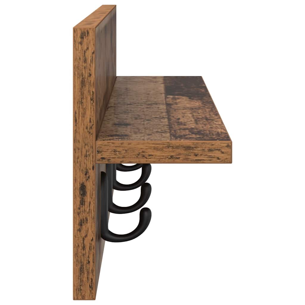 Porte-manteau mural avec étagère Bois ancien 60 x 10.5 x 18 cm