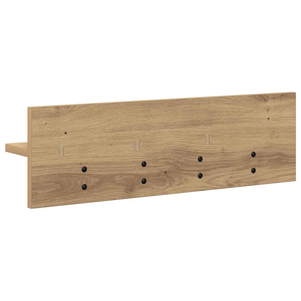 Porte-manteau mural chêne artisanal 60 x 10.5 x 18 cm