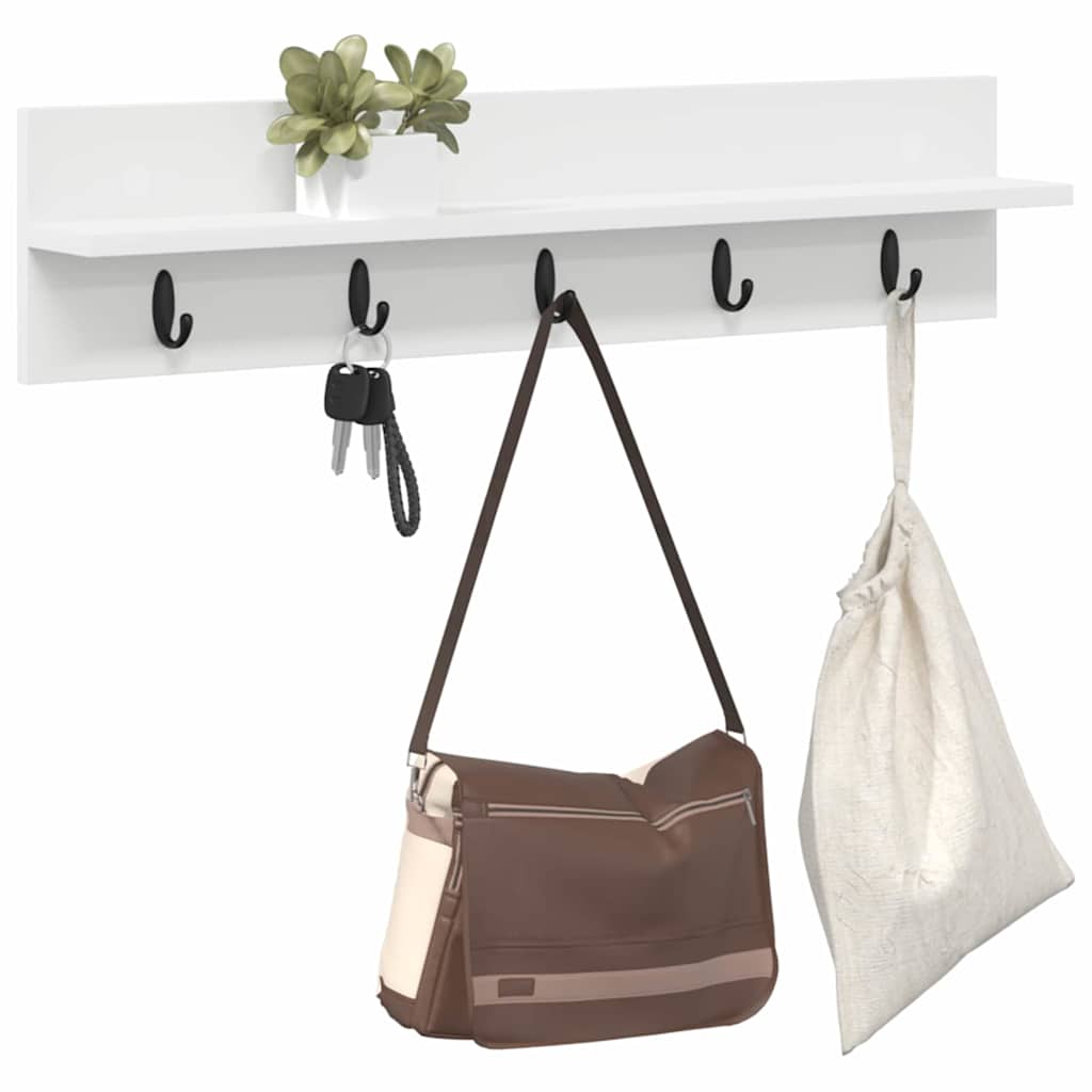 Porte-manteau mural Blanc 80 x 10.5 x 18 cm Bois d'ingénierie