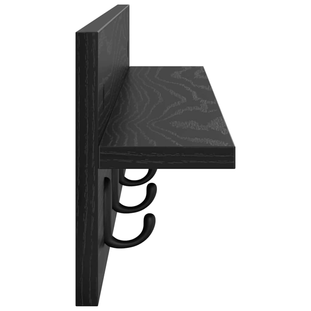 Porte-manteau mural avec étagère Chêne noir 80 x 10.5 x 18 cm