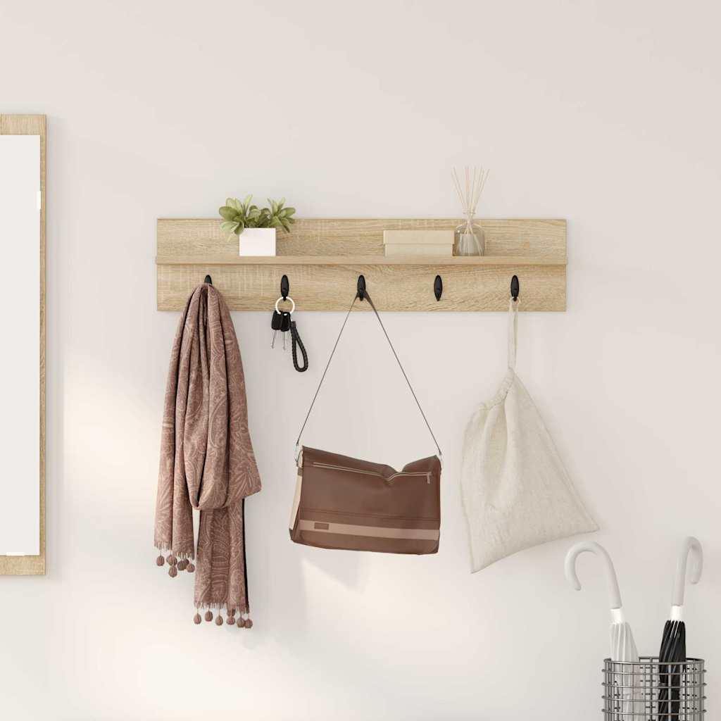 Porte-manteau mural avec étagère Chêne sonoma 80 x 10.5 x 18 cm