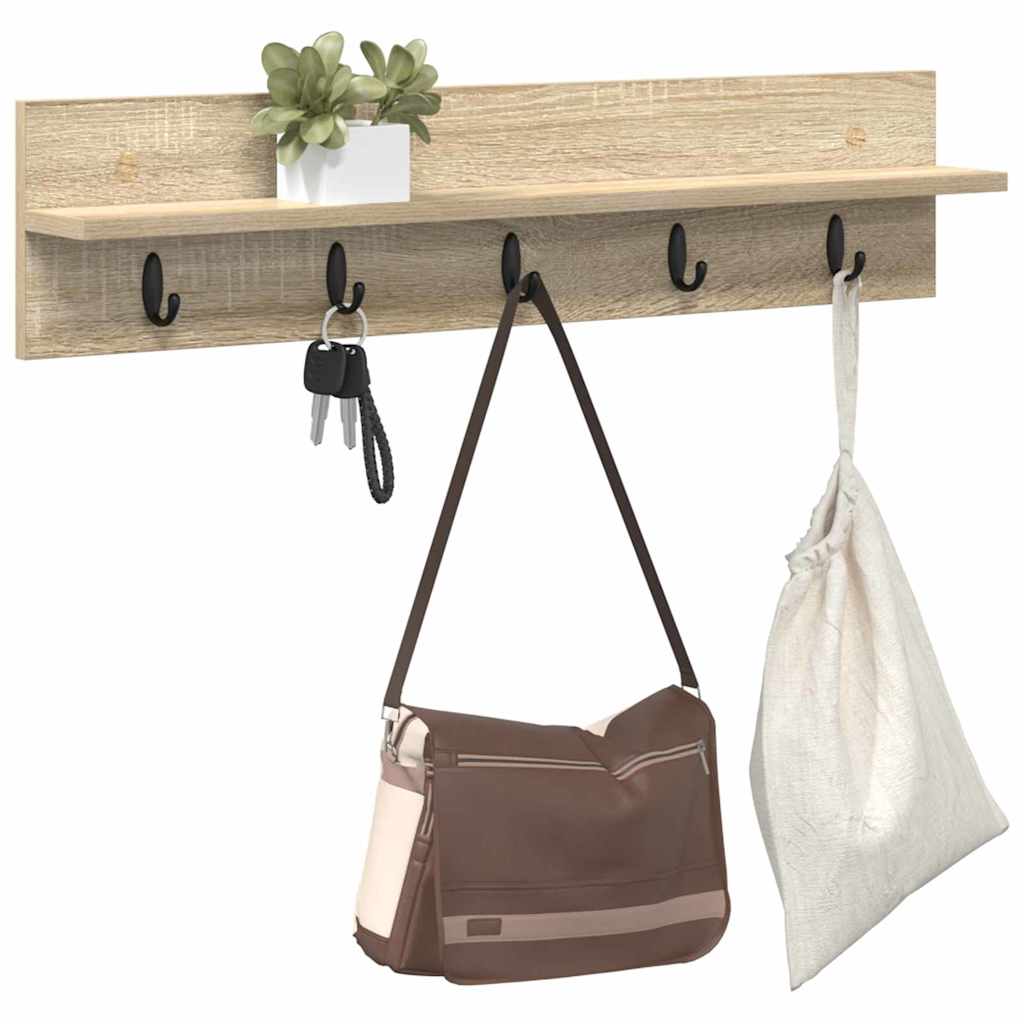 Porte-manteau mural avec étagère Chêne sonoma 80 x 10.5 x 18 cm