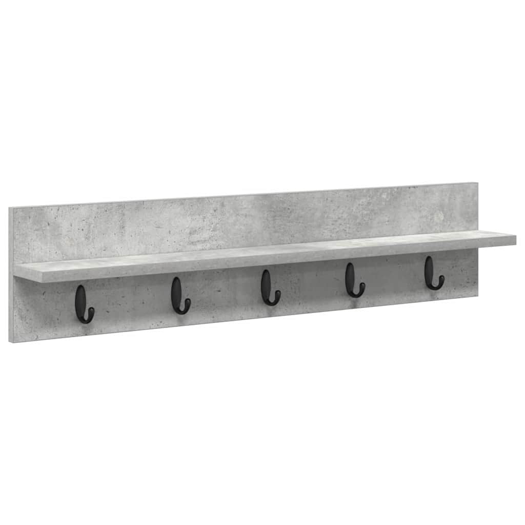 Porte-manteau mural avec étagère Gris béton 80 x 10.5 x 18 cm