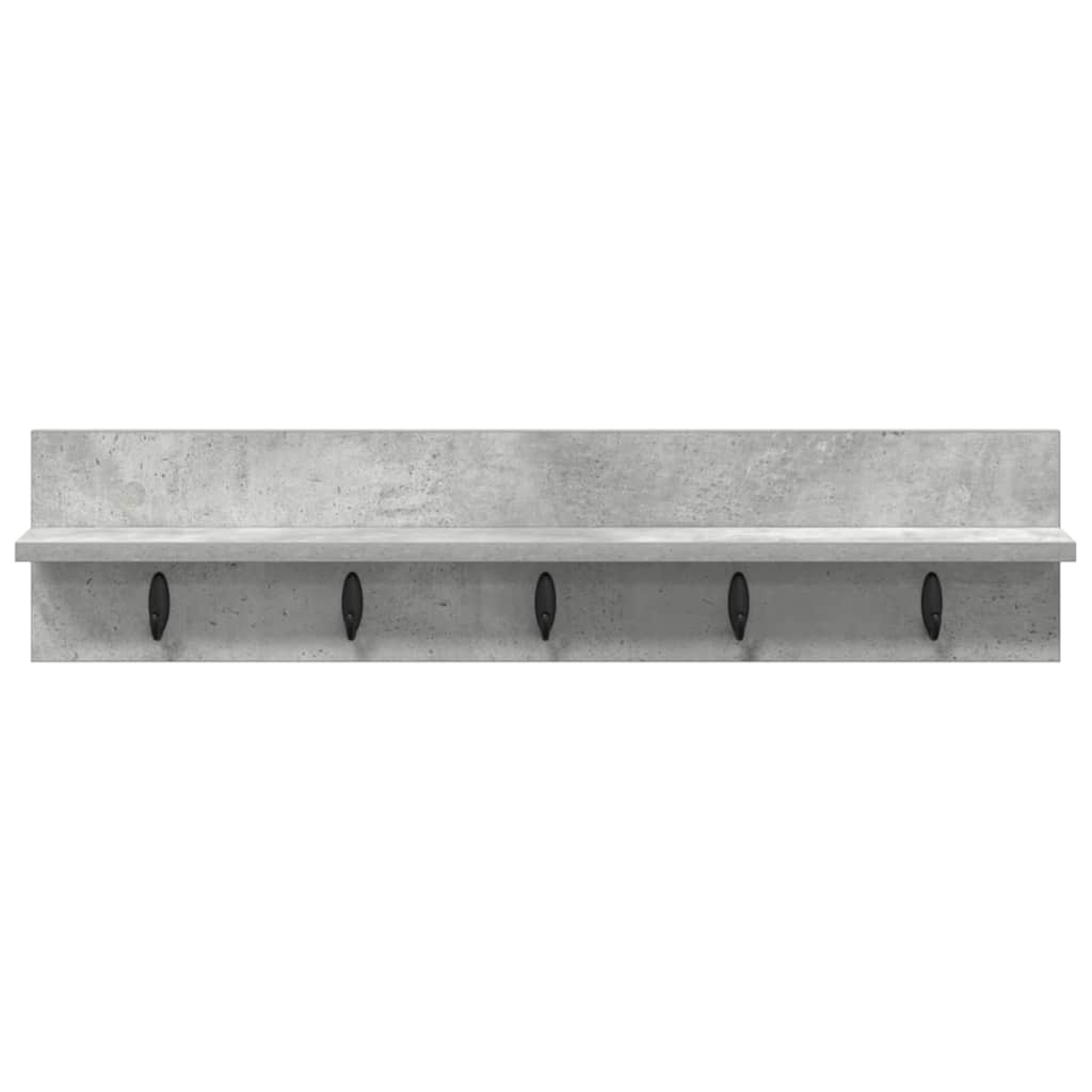 Porte-manteau mural avec étagère Gris béton 80 x 10.5 x 18 cm