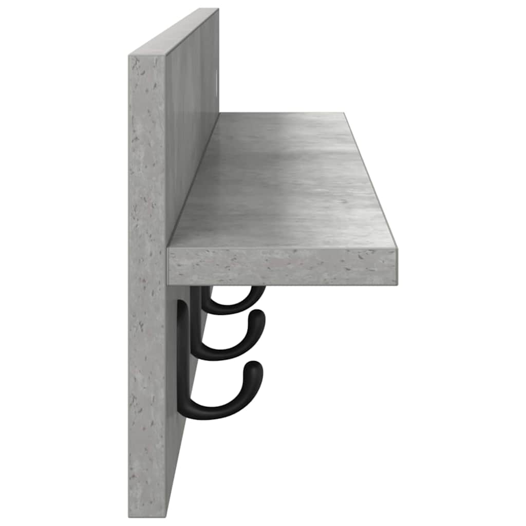 Porte-manteau mural avec étagère Gris béton 80 x 10.5 x 18 cm