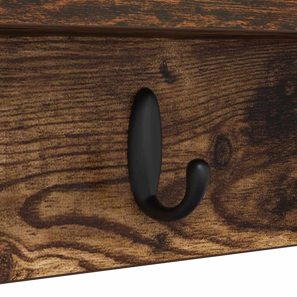 Porte-manteau mural avec étagère Chêne fumé 80 x 10.5 x 18 cm