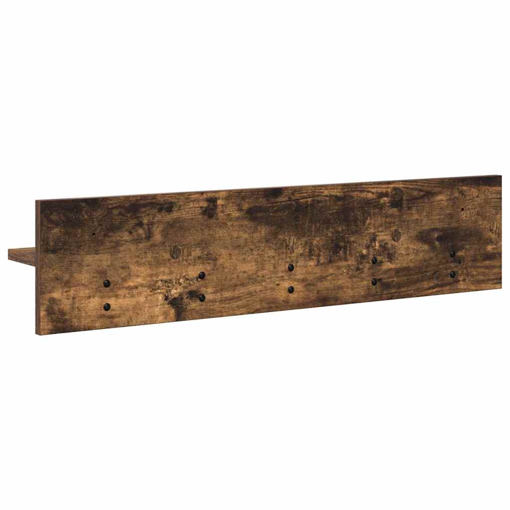 Porte-manteau mural avec étagère Chêne fumé 80 x 10.5 x 18 cm