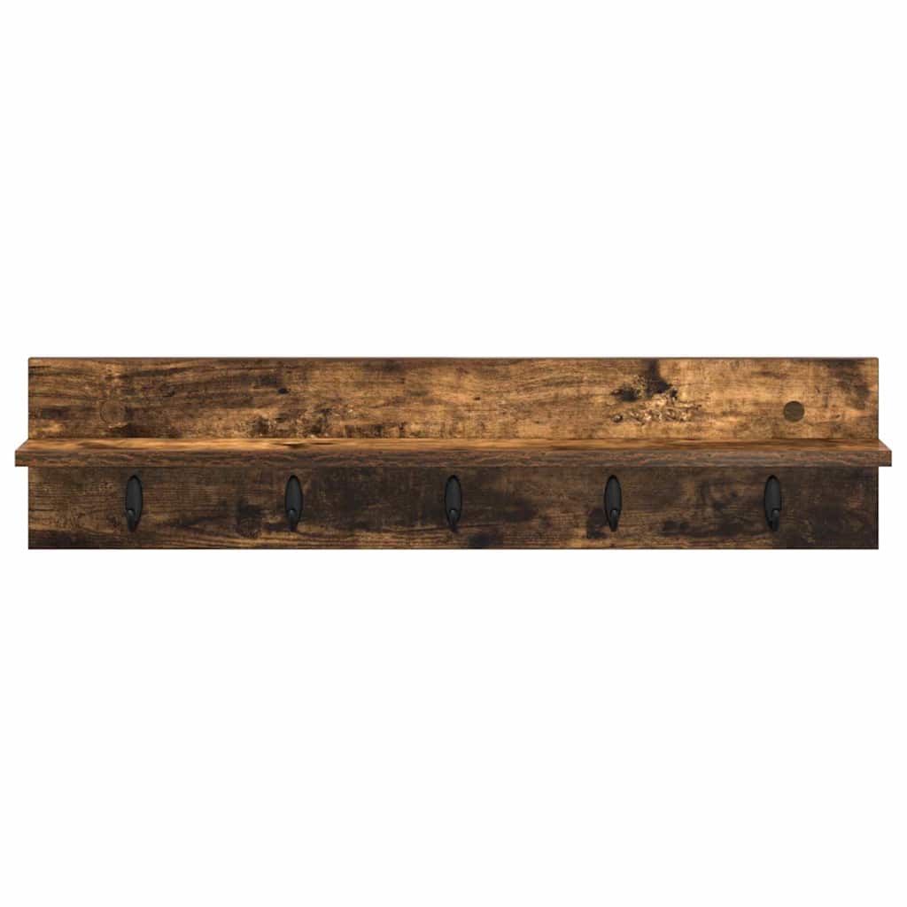 Porte-manteau mural avec étagère Chêne fumé 80 x 10.5 x 18 cm