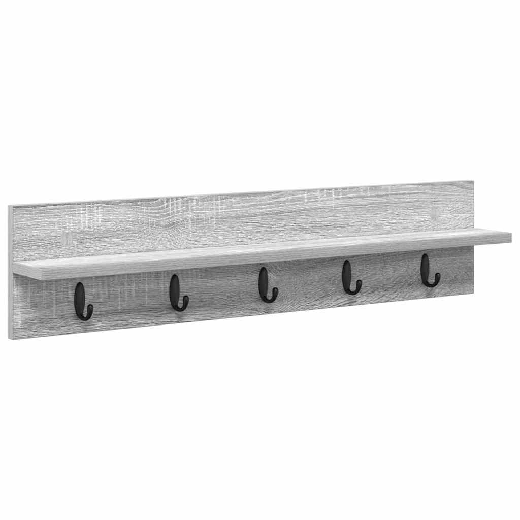 Porte-manteau mural avec étagère Sonoma gris 80 x 10.5 x 18 cm