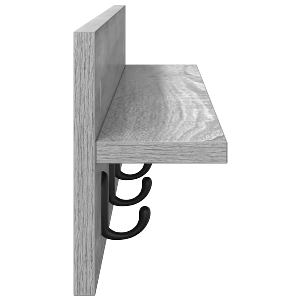 Porte-manteau mural avec étagère Sonoma gris 80 x 10.5 x 18 cm
