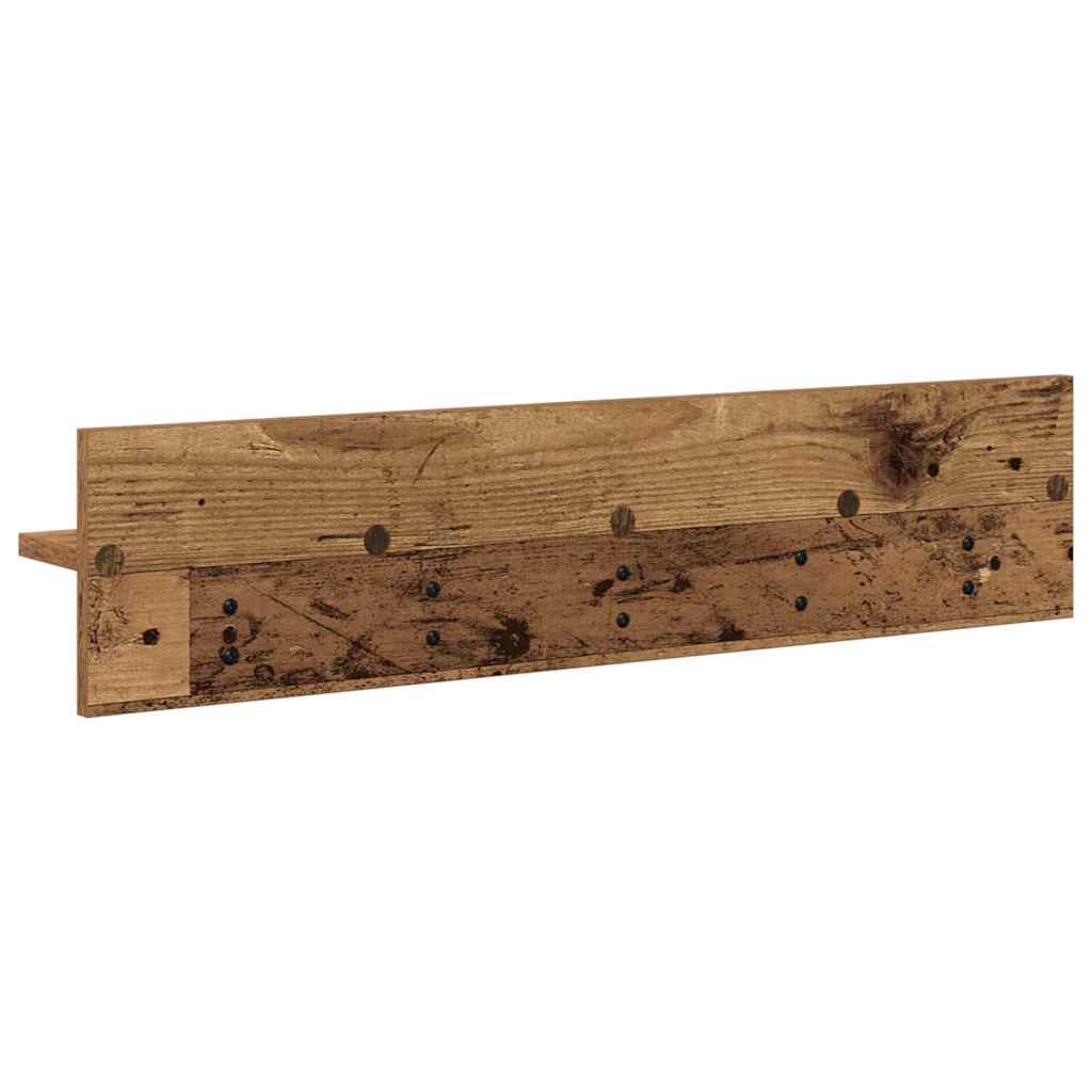 Porte-manteau mural avec étagère Bois ancien 80 x 10.5 x 18 cm