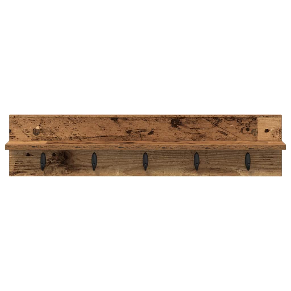 Porte-manteau mural avec étagère Bois ancien 80 x 10.5 x 18 cm
