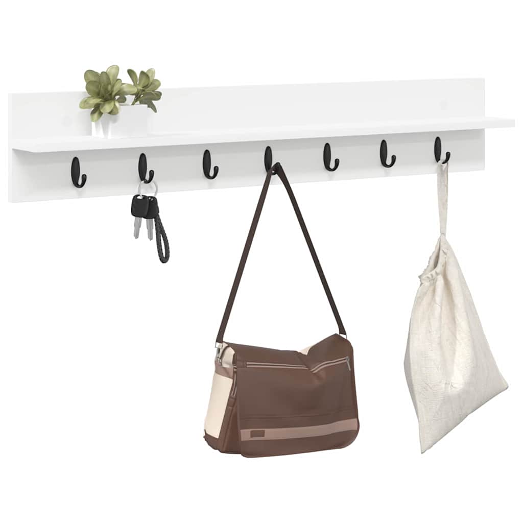 Porte-manteau mural Blanc 100 x 10.5 x 18 cm Bois d'ingénierie