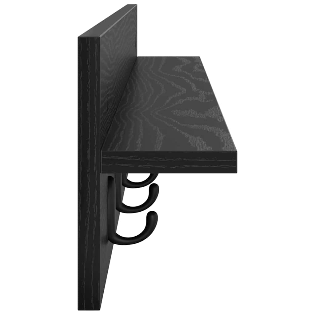Porte-manteau mural avec étagère Chêne noir 100 x 10.5 x 18 cm