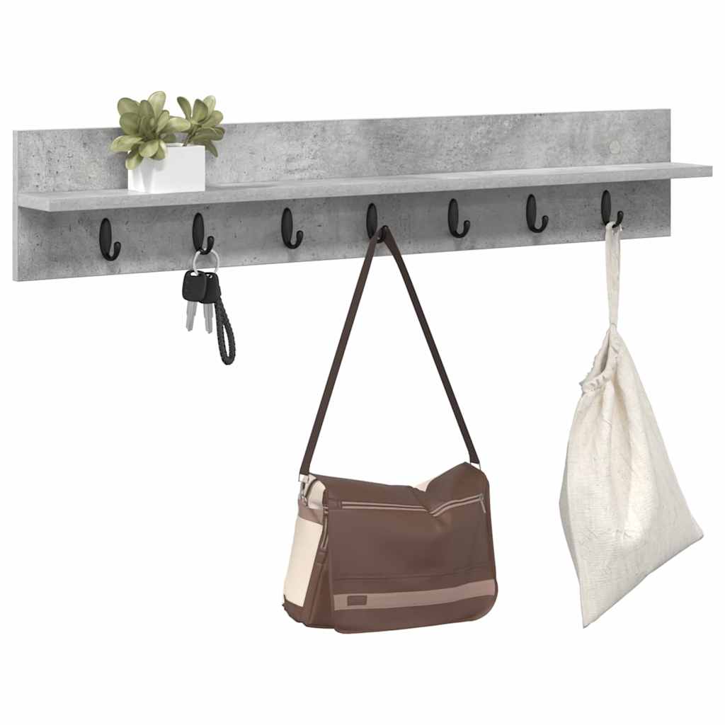 Porte-manteau mural avec étagère Gris béton 100 x 10.5 x 18 cm