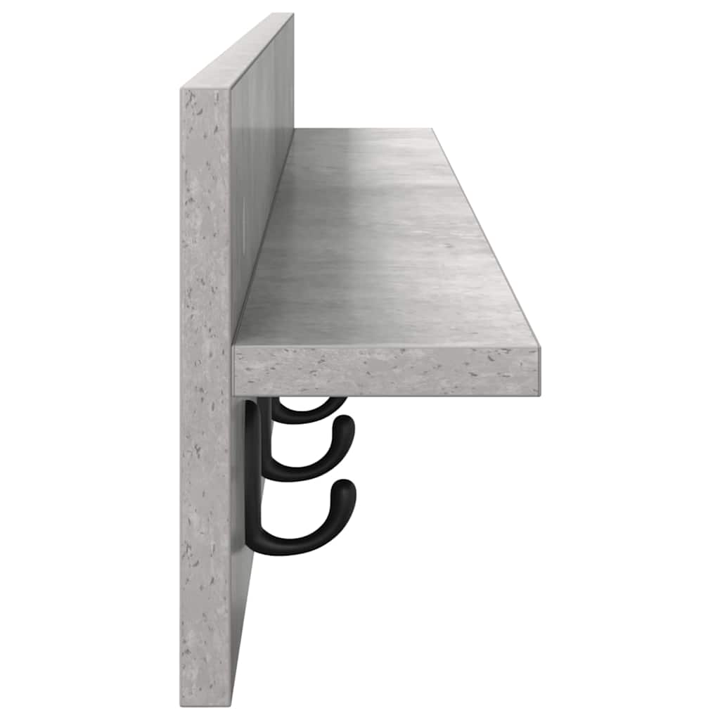 Porte-manteau mural avec étagère Gris béton 100 x 10.5 x 18 cm
