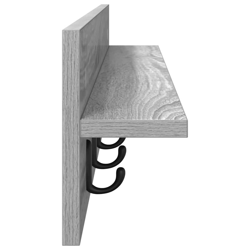 Porte-manteau mural avec étagère Sonoma gris 100 x 10.5 x 18 cm