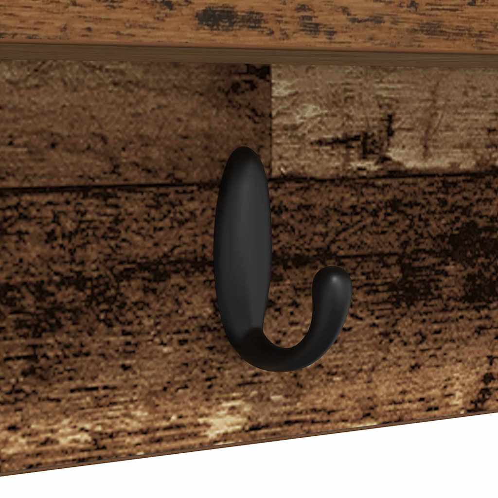 Porte-manteau mural avec étagère Bois ancien 100 x 10.5 x 18 cm
