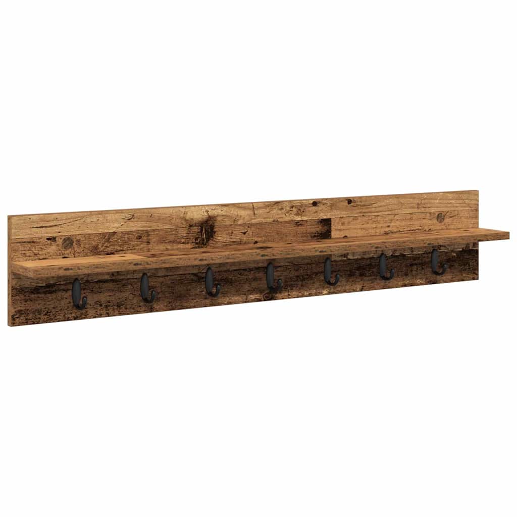 Porte-manteau mural avec étagère Bois ancien 100 x 10.5 x 18 cm