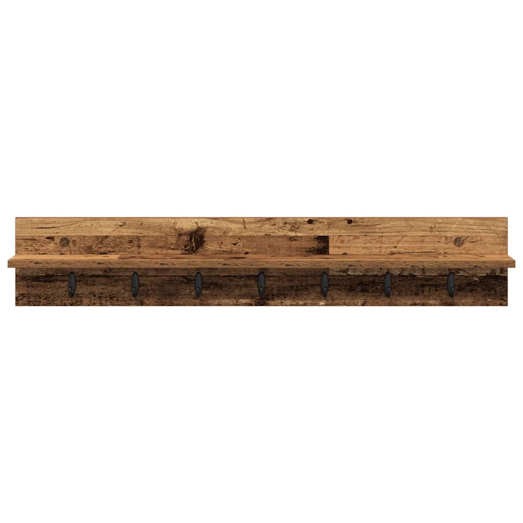 Porte-manteau mural avec étagère Bois ancien 100 x 10.5 x 18 cm