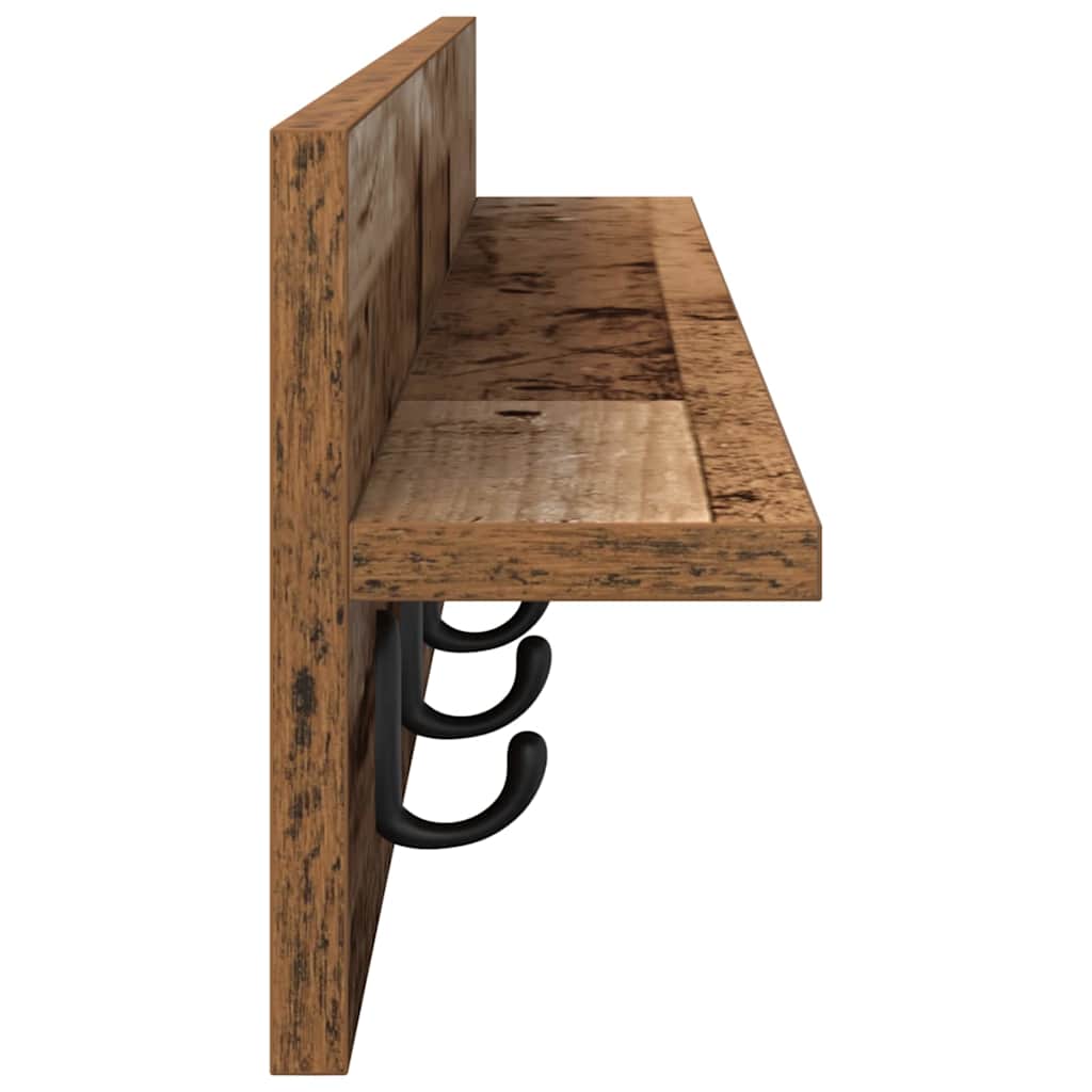 Porte-manteau mural avec étagère Bois ancien 100 x 10.5 x 18 cm