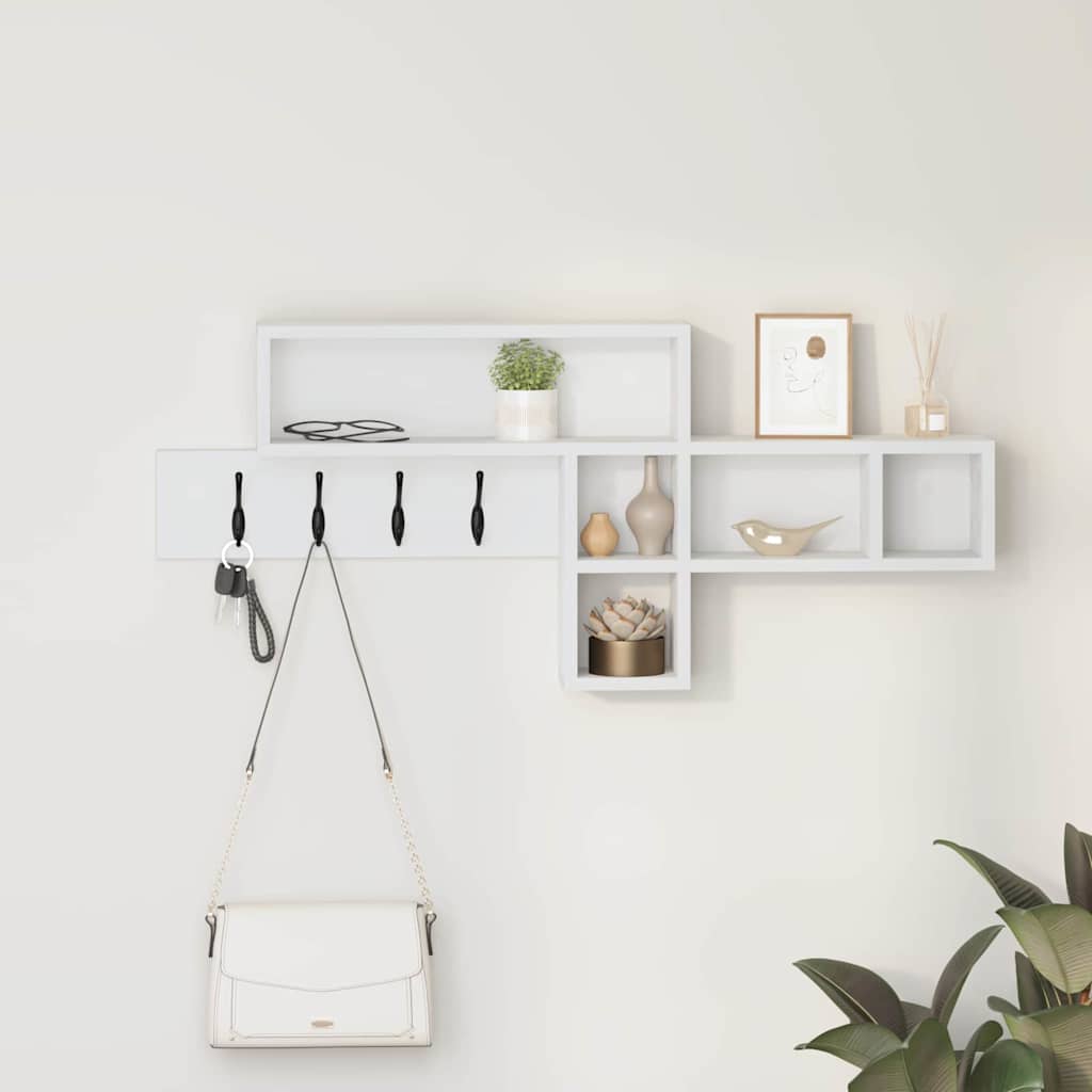 Porte-manteau mural Blanc 100 x 12 x 43,5 cm Bois d'ingénierie