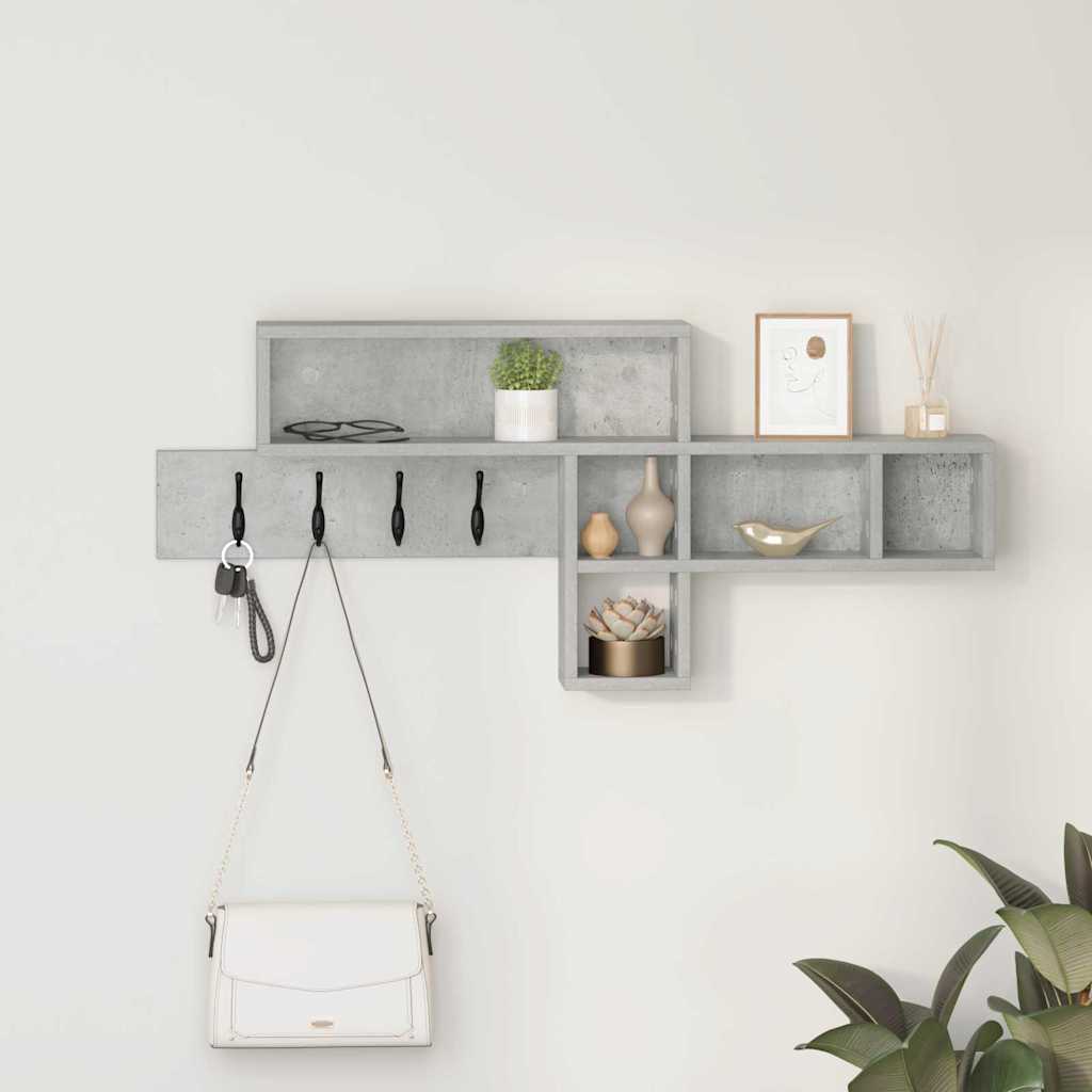 Porte-manteau mural avec étagère Gris béton 100 x 12 x 43,5 cm