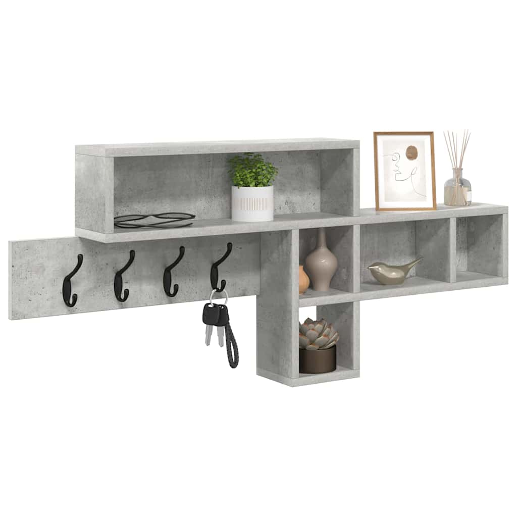 Porte-manteau mural avec étagère Gris béton 100 x 12 x 43,5 cm