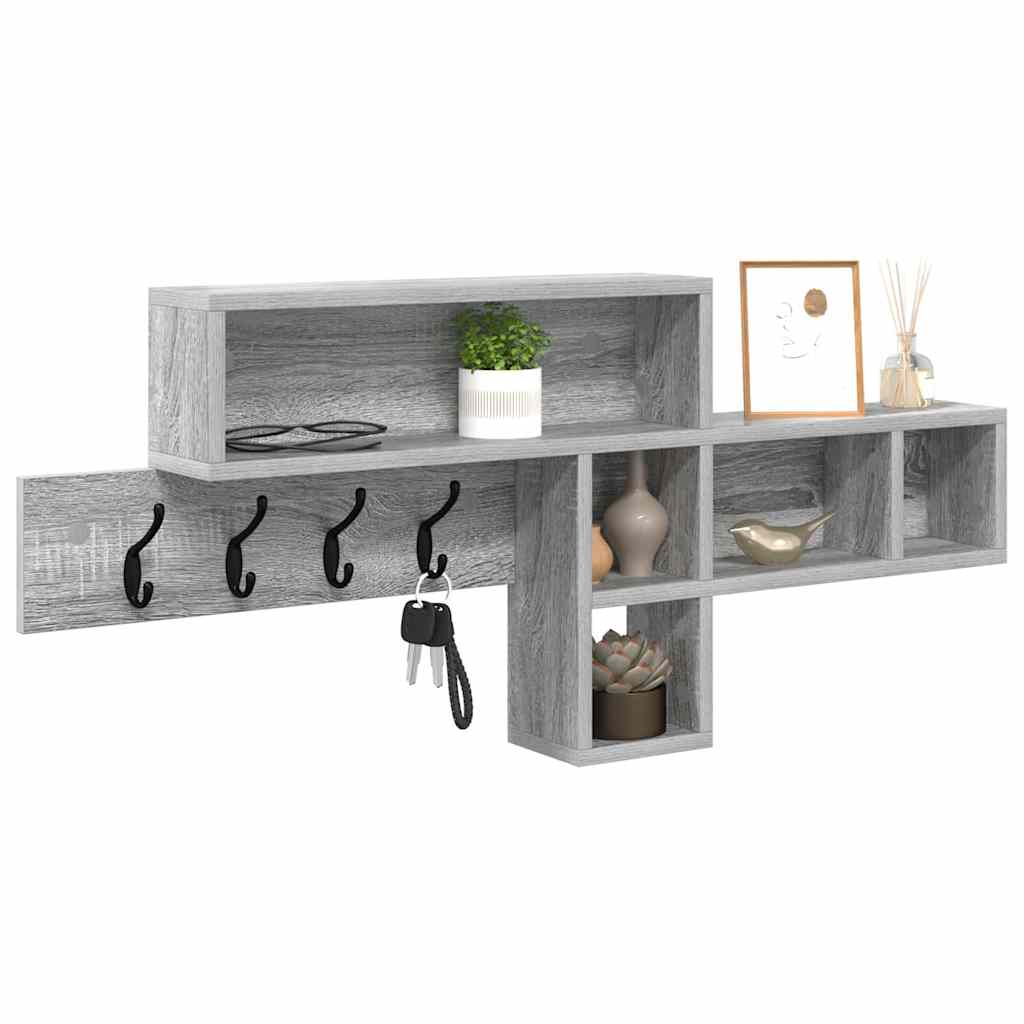 Porte-manteau mural avec étagère Sonoma gris 100 x 12 x 43,5 cm