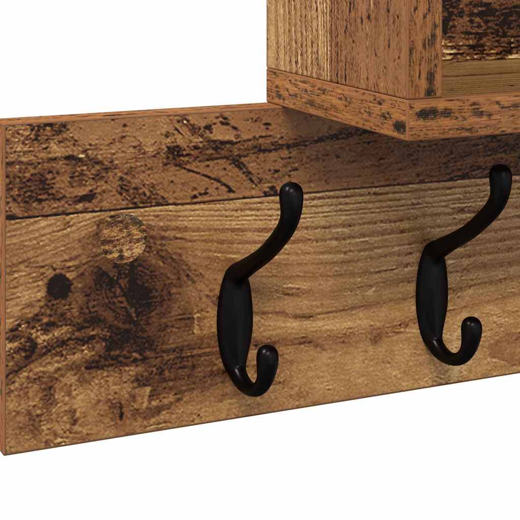 Porte-manteau mural avec étagère Bois ancien 100 x 12 x 43,5 cm