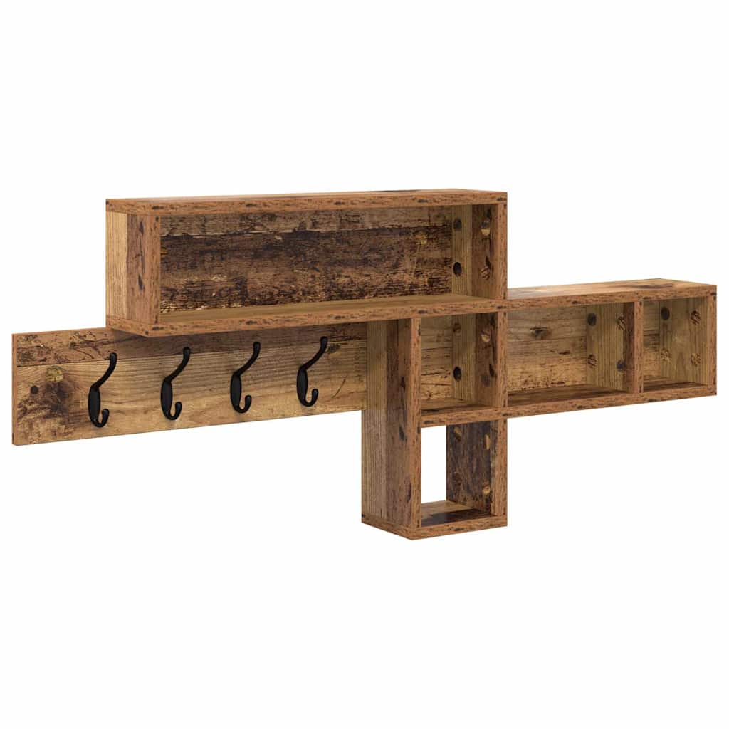 Porte-manteau mural avec étagère Bois ancien 100 x 12 x 43,5 cm