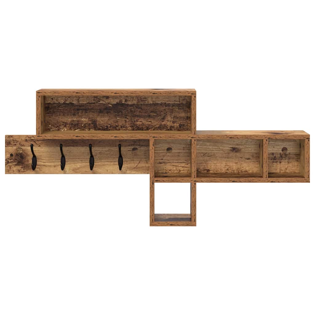 Porte-manteau mural avec étagère Bois ancien 100 x 12 x 43,5 cm