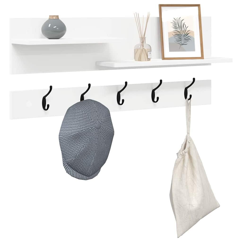 Porte-manteau mural Blanc 90 x 15 x 36 cm Bois d'ingénierie