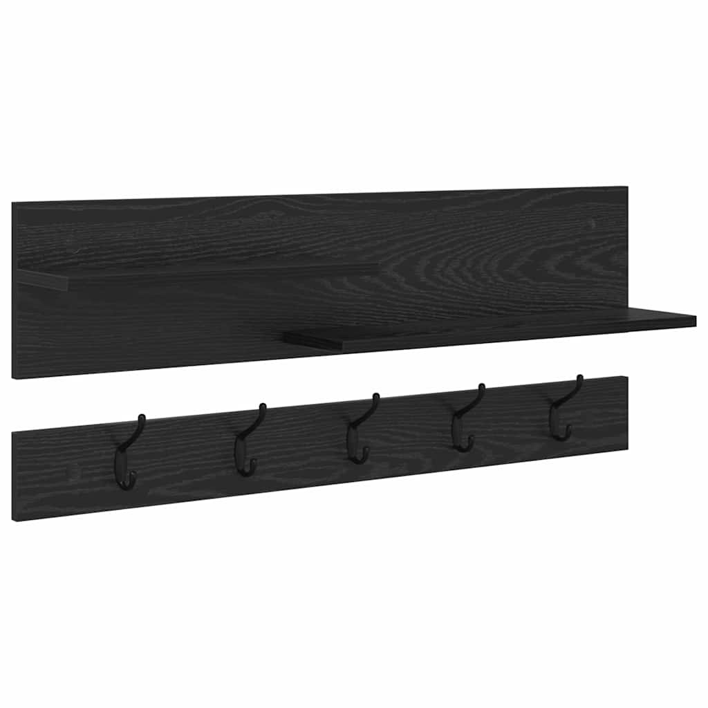 Porte-manteau mural avec étagère Chêne noir 90 x 15 x 36 cm