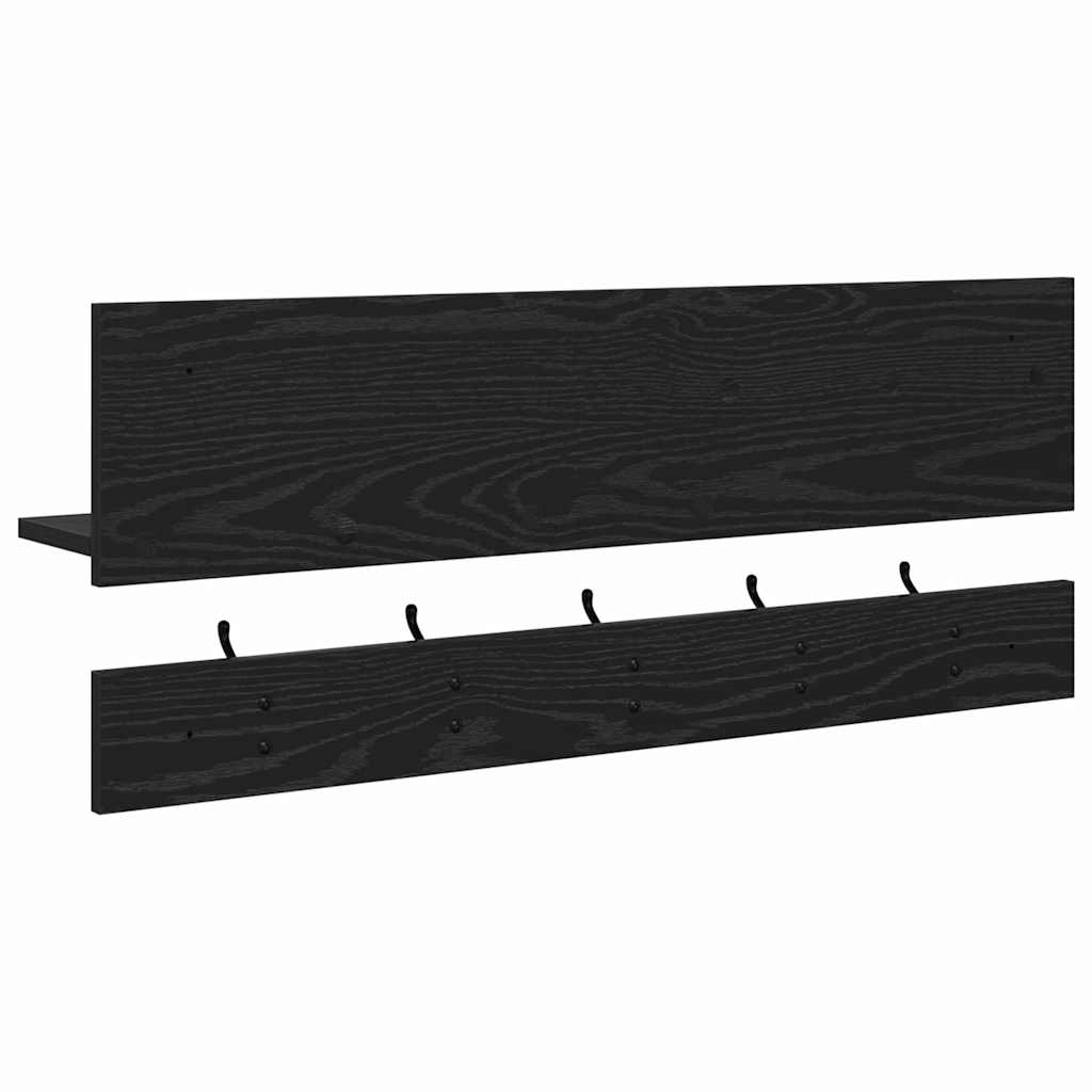Porte-manteau mural avec étagère Chêne noir 90 x 15 x 36 cm