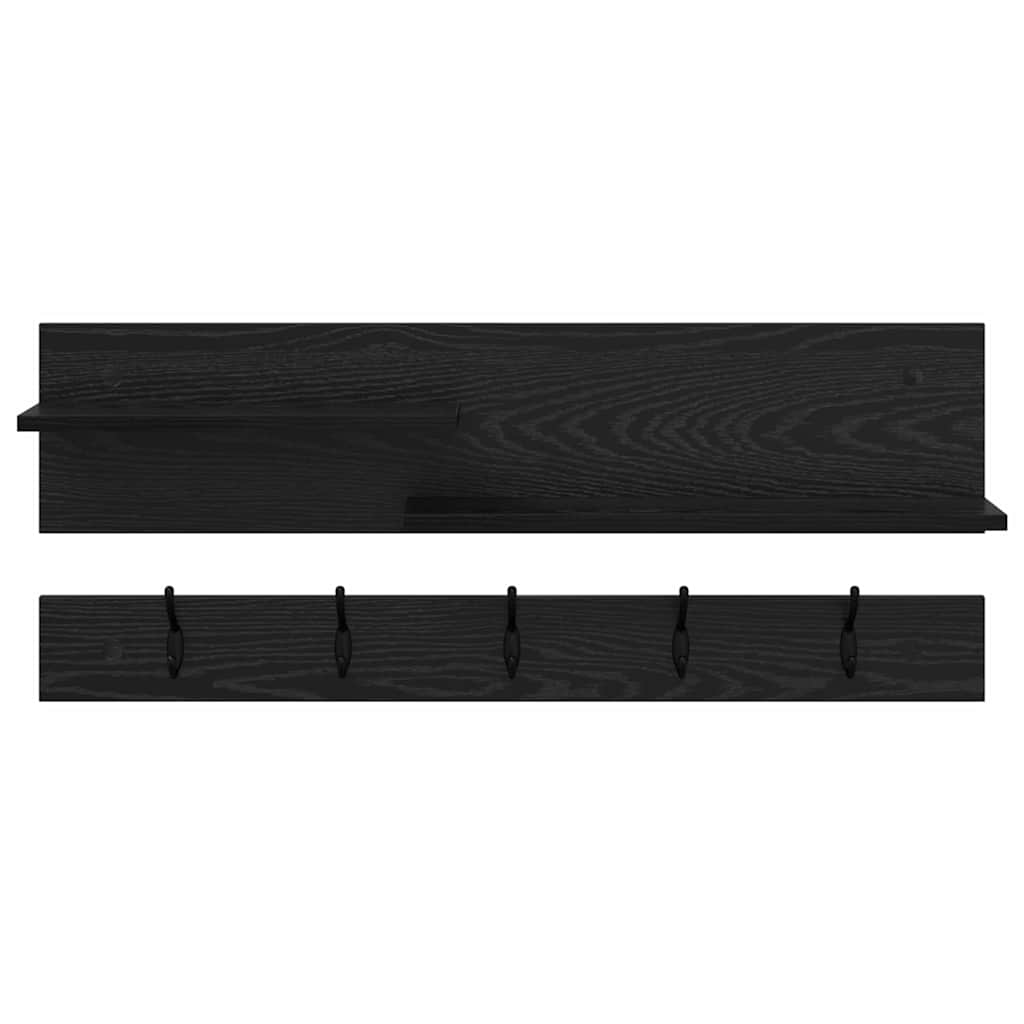Porte-manteau mural avec étagère Chêne noir 90 x 15 x 36 cm