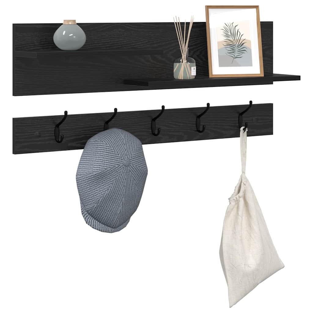 Porte-manteau mural avec étagère Chêne noir 90 x 15 x 36 cm