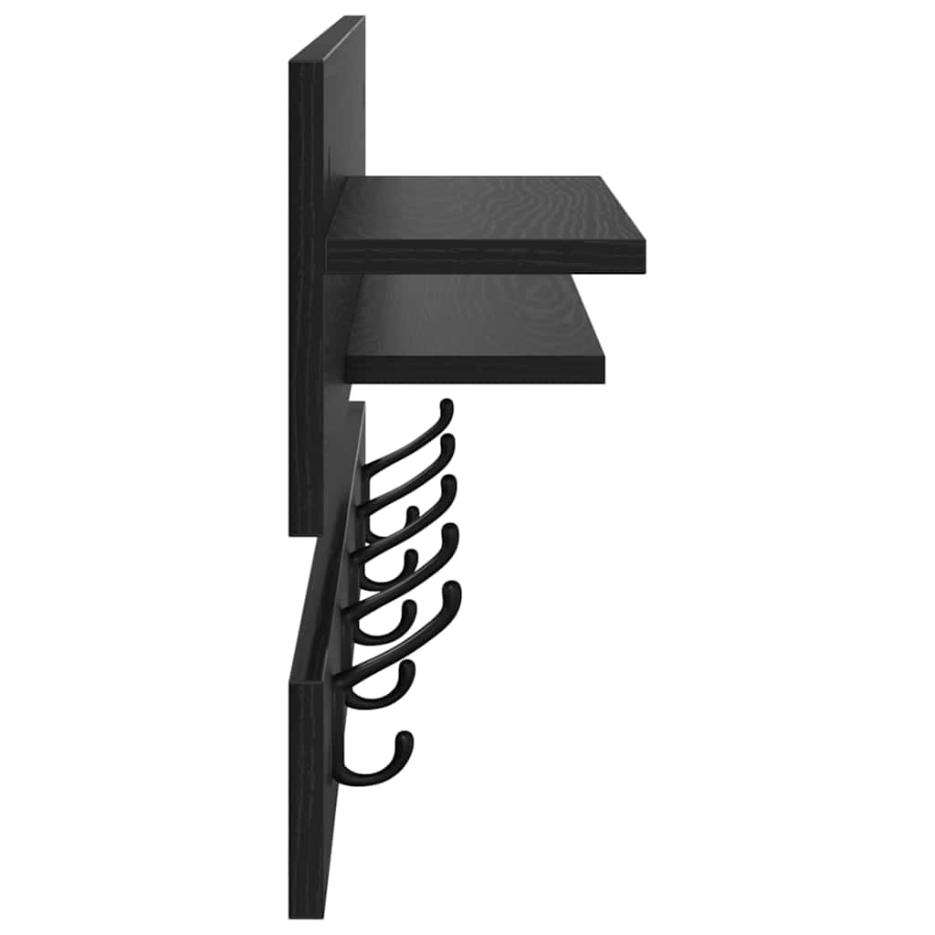Porte-manteau mural avec étagère Chêne noir 90 x 15 x 36 cm