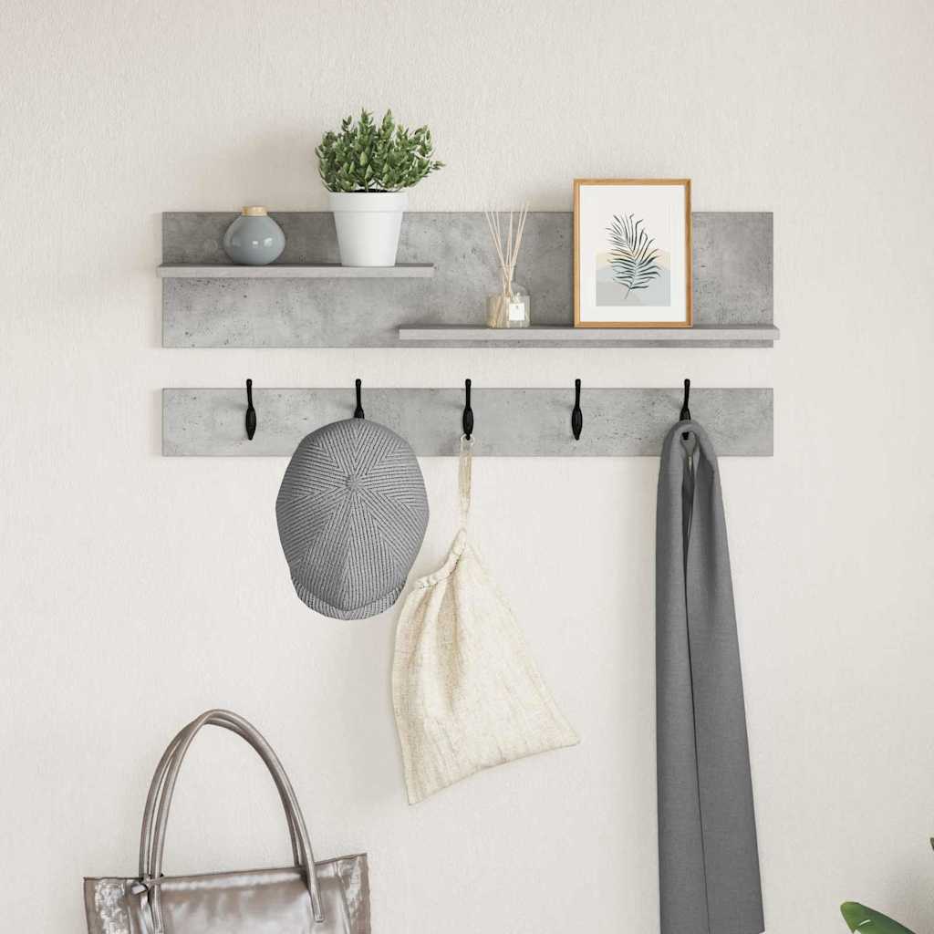 Porte-manteau mural avec étagère Gris béton 90 x 15 x 36 cm