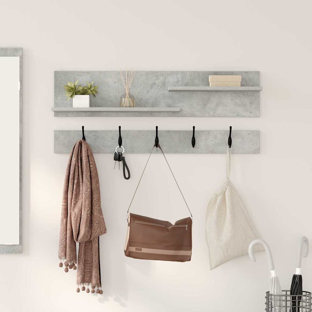 Porte-manteau mural avec étagère Gris béton 90 x 15 x 36 cm