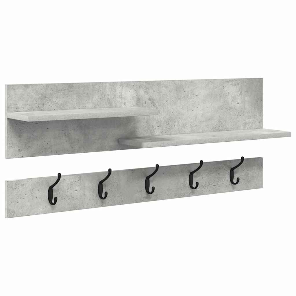 Porte-manteau mural avec étagère Gris béton 90 x 15 x 36 cm